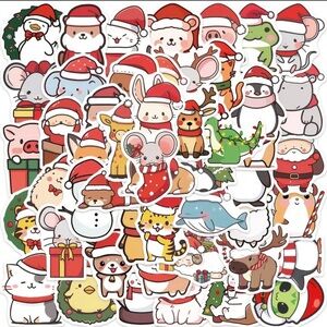 50 Christmas Cute Animals Stickers Santa Hats Kids Holiday Crafts Fun Party